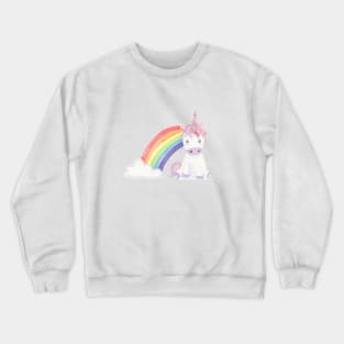 Kawaii Unicorn + Rainbow Crewneck Sweatshirt